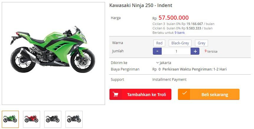 Harga Kawasaki Ninja 250 di Blanja.com